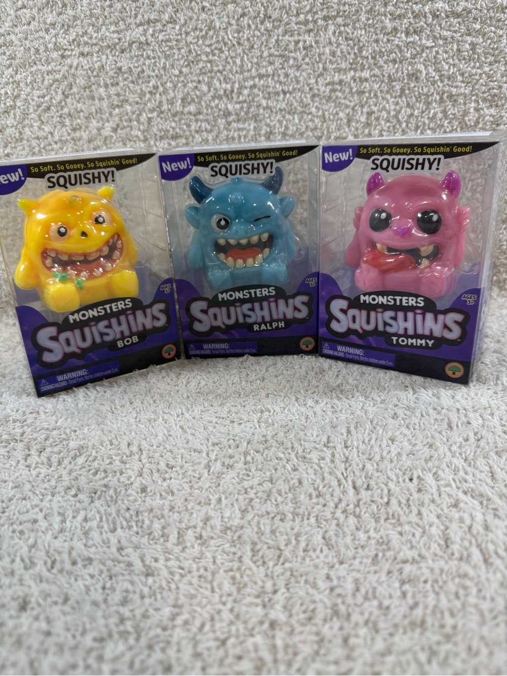Monsters Squishins Complete Set of 3 Bob Ralph Tommy New in Box
